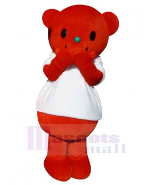 Red Bear with Green Nose Mascot Costume Animal