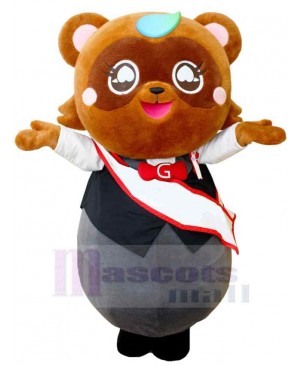 Excited Brown Bear Mascot Costume Animal