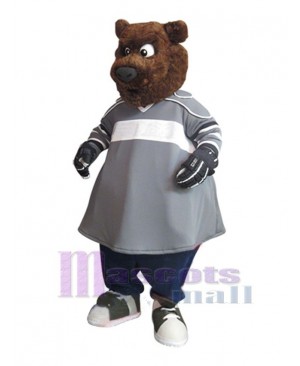 Bear in Gray Clothes Mascot Costume Animal